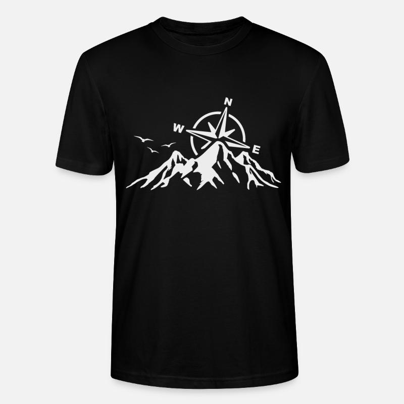 Compass Mountains Camping Randonnée Voyage - T-shirt bio CRAFTER Stanley Stella Unisexe - noir