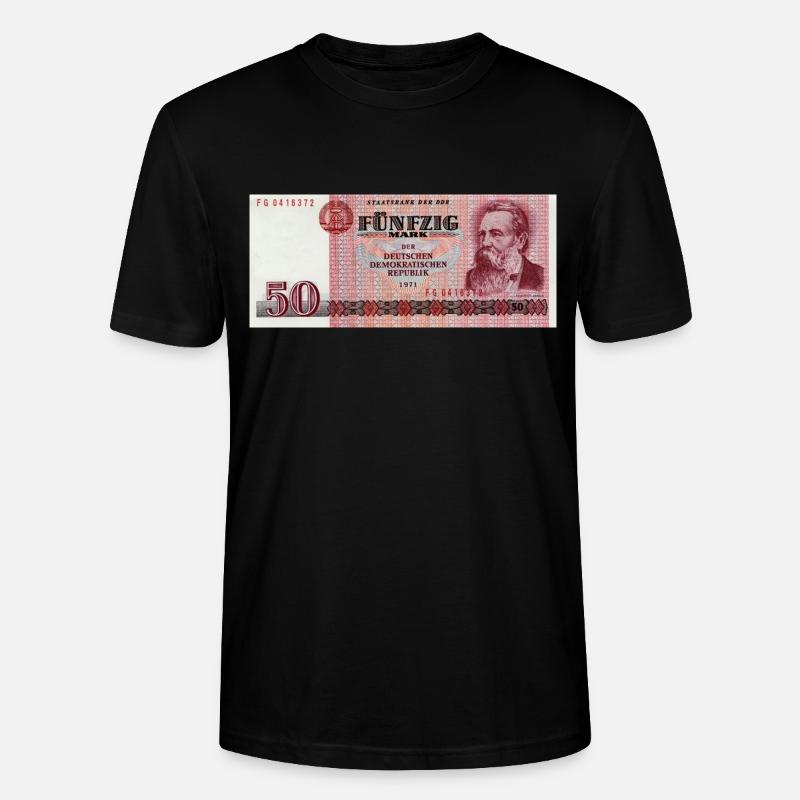 50 Markschein der DDR - Stanley/Stella Unisex Bio-T-Shirt CRAFTER - Schwarz