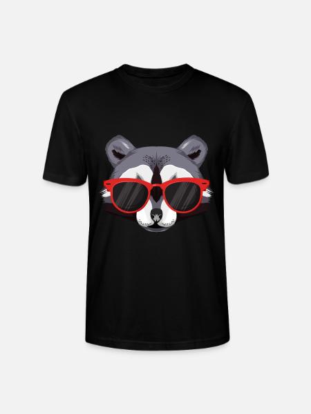 Waschbär mit Sonnebrille - Stanley/Stella Unisex Bio-T-Shirt CRAFTER - Schwarz