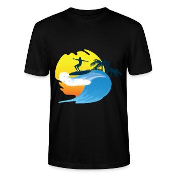 Surfen - Stanley/Stella Unisex Bio-T-Shirt CRAFTER - Schwarz - Vorne - Alina (178cm) & Michal (187cm)