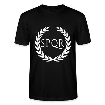 Roemer Rome Roemisch SPQR WEISS - T-shirt bio CRAFTER Stanley Stella Unisexe - noir - Devant - Alina (178cm) & Michal (187cm)