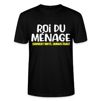 Roi du ménage mec maniaque cadeau drôle propreté - T-shirt bio CRAFTER Stanley Stella Unisexe - noir - Devant - Alina (178cm) & Michal (187cm)
