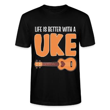 Ukulele - Stanley/Stella Unisex Bio-T-Shirt CRAFTER - Schwarz - Vorne - Alina (178cm) & Michal (187cm)