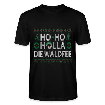 HO-HO HOLLA DIE WALDFEE HÄSSLICHER WEIHNACHTSPULLI - Stanley/Stella Unisex Bio-T-Shirt CRAFTER - Schwarz - Vorne - Alina (178cm) & Michal (187cm)
