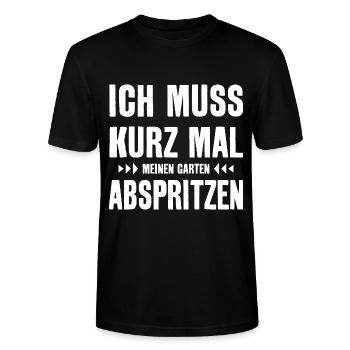 LUSTIG GARTEN SPRUCH GÄRTNER - Stanley/Stella Unisex Bio-T-Shirt CRAFTER - Schwarz - Vorne - Alina (178cm) & Michal (187cm)
