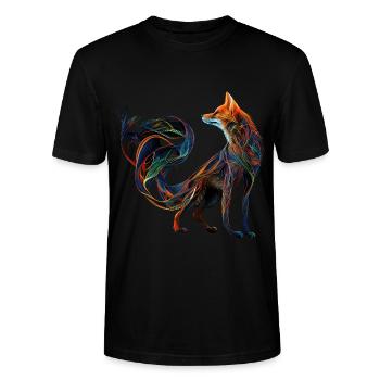 Fuchs Fuchsmotiv Tiere Geschenk Kunst Tiermotiv - Stanley/Stella Unisex Bio-T-Shirt CRAFTER - Schwarz - Vorne - Alina (178cm) & Michal (187cm)