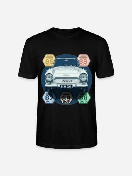 Vignettes automobiles années 70 - T-shirt bio CRAFTER Stanley Stella Unisexe - noir