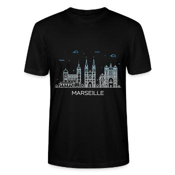 Horizon de Marseille - T-shirt bio CRAFTER Stanley Stella Unisexe - noir - Devant - Alina (178cm) & Michal (187cm)