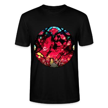 T-Shirt Papa Humor - Im Namen des Vaters und des Fisches - Stanley/Stella Unisex Bio-T-Shirt CRAFTER - Schwarz - Vorne - Alina (178cm) & Michal (187cm)