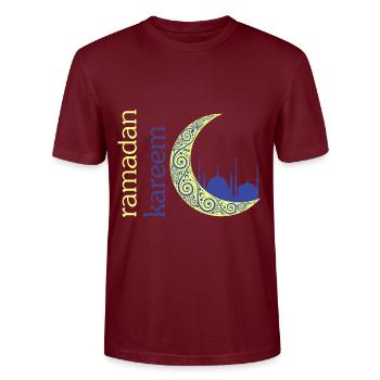 Ramadan Kareem Gift - Stanley/Stella CRAFTER Unisex Organic T-Shirt - burgundy - Front - Alina (178cm) & Michal (187cm)