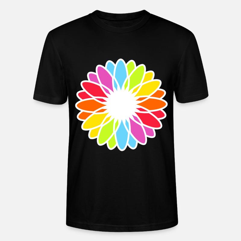 Mandala de fleurs arc-en-ciel - T-shirt bio CRAFTER Stanley Stella Unisexe - noir