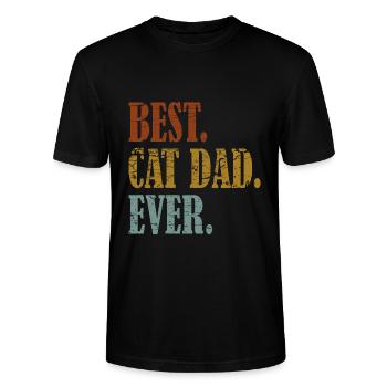 Bester Katzenpapa Best Cat Dad Ever Katzenmotiv - Stanley/Stella Unisex Bio-T-Shirt CRAFTER - Schwarz - Vorne - Alina (178cm) & Michal (187cm)