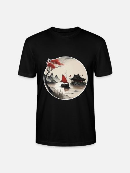 Asian landscape - Stanley/Stella CRAFTER Unisex Organic T-Shirt - black