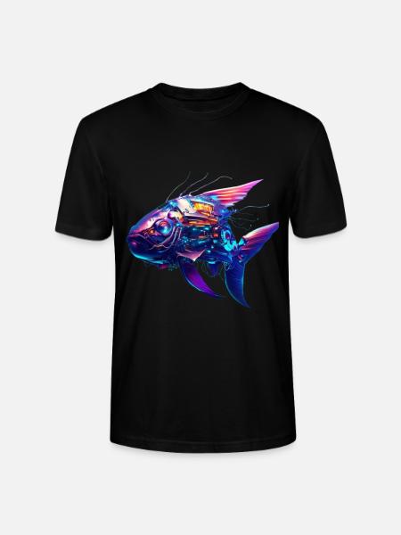 Cyber fish - Stanley/Stella CRAFTER Unisex Organic T-Shirt - black