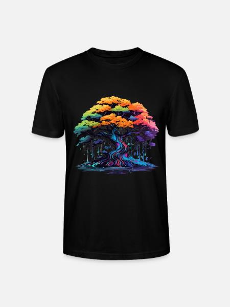 Bunter Bonsai Baum - Stanley/Stella Unisex Bio-T-Shirt CRAFTER - Schwarz