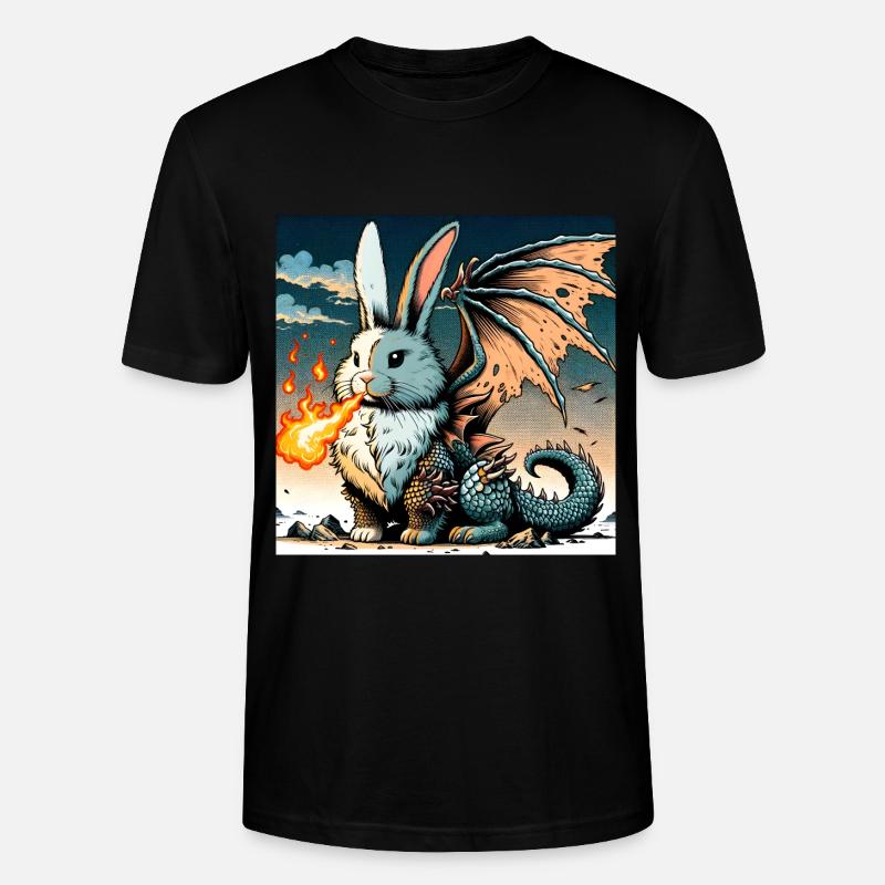 Feuerspeiender Hase Drache #01 - Stanley/Stella Unisex Bio-T-Shirt CRAFTER - Schwarz