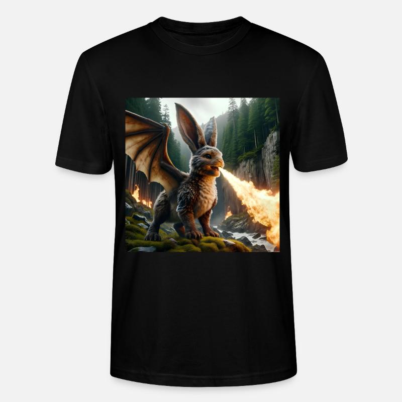 Feuerspeiender Hase Drache #13 - Stanley/Stella Unisex Bio-T-Shirt CRAFTER - Schwarz