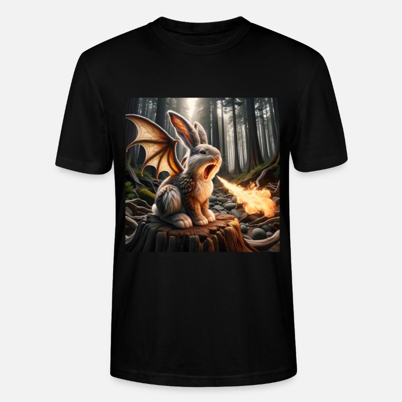 Feuerspeiender Hase Drache #23 - Stanley/Stella Unisex Bio-T-Shirt CRAFTER - Schwarz