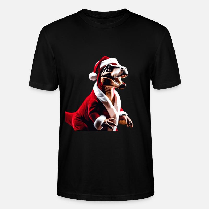 T-Rex als Weihnachtsmann - Stanley/Stella Unisex Bio-T-Shirt CRAFTER - Schwarz