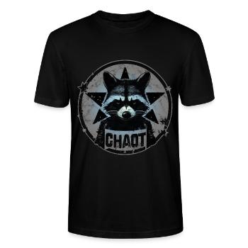 Waschbär, Chaot, Anarchie, Revolution, Stern - Stanley/Stella Unisex Bio-T-Shirt CRAFTER - Schwarz - Vorne - Alina (178cm) & Michal (187cm)