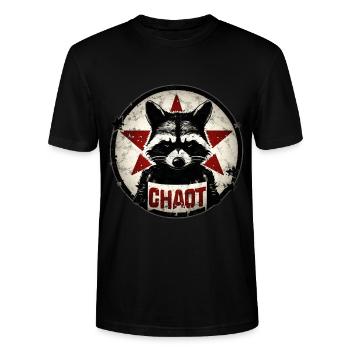 Waschbär, Chaot, Anarchie, Stern, Revolution - Stanley/Stella Unisex Bio-T-Shirt CRAFTER - Schwarz - Vorne - Alina (178cm) & Michal (187cm)