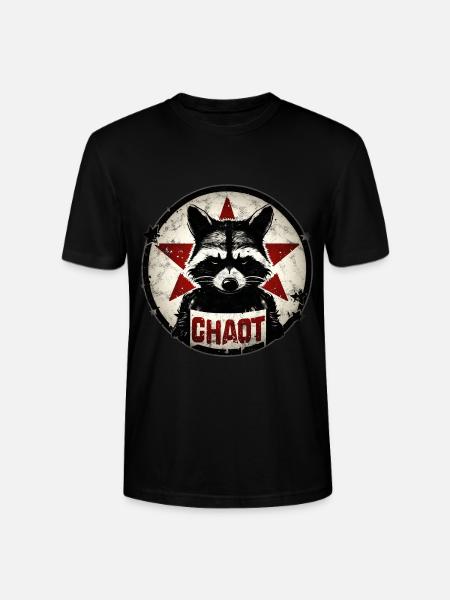 Waschbär, Chaot, Anarchie, Stern, Revolution - Stanley/Stella Unisex Bio-T-Shirt CRAFTER - Schwarz