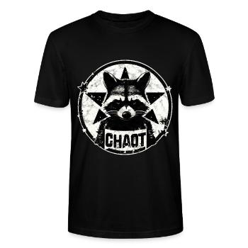 Waschbär, Chaot, Anarchie, Stern, Revolution - Stanley/Stella Unisex Bio-T-Shirt CRAFTER - Schwarz - Vorne - Alina (178cm) & Michal (187cm)
