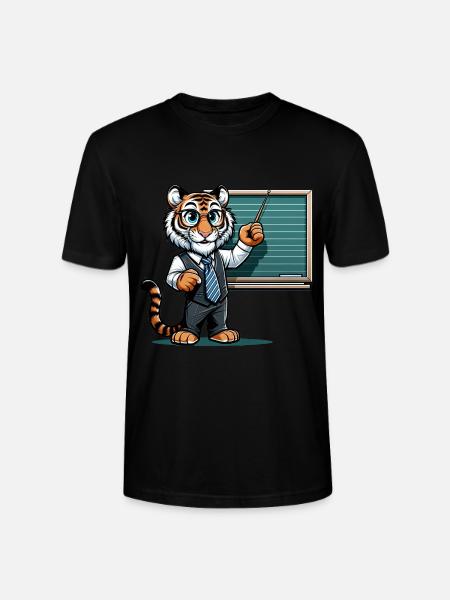 Cute Tiger Teacher - Stanley/Stella CRAFTER Unisex Organic T-Shirt - black