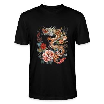 Great Dragon - Stanley/Stella CRAFTER Unisex Organic T-Shirt - black - Front - Alina (178cm) & Michal (187cm)