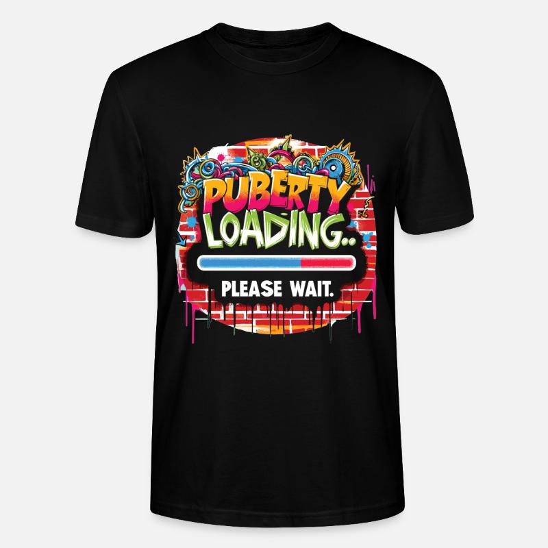 Pubertät läd... bitte warten - Stanley/Stella Unisex Bio-T-Shirt CRAFTER - Schwarz