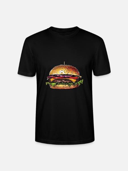 Burger Illustration - Stanley/Stella CRAFTER Unisex Organic T-Shirt - black