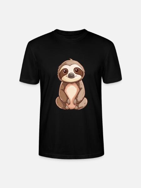 Cute Smiling Sloth Sticker - Stanley/Stella CRAFTER Unisex Organic T-Shirt - black