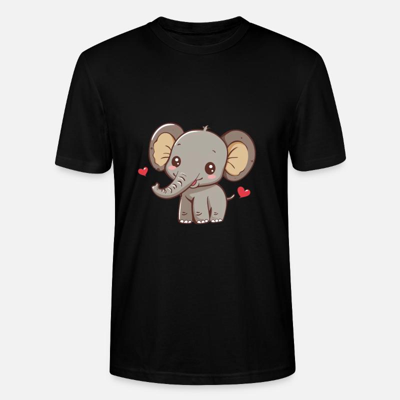 Éléphant mignon avec des coeurs - T-shirt bio CRAFTER Stanley Stella Unisexe - noir