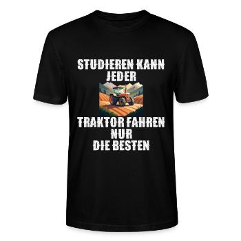 Traktor Landwirtschaft Trecker Landwirt Trecker - Stanley/Stella Unisex Bio-T-Shirt CRAFTER - Schwarz - Vorne - Alina (178cm) & Michal (187cm)