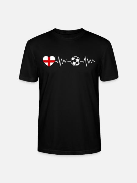 England Football Heartbeat - Stanley/Stella CRAFTER Unisex Organic T-Shirt - black