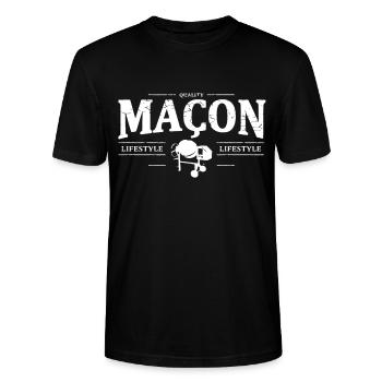 maçon - T-shirt bio CRAFTER Stanley Stella Unisexe - noir - Devant - Alina (178cm) & Michal (187cm)