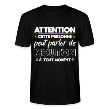 Mouton fermier agriculteur éleveur cadeau drôle - T-shirt bio CRAFTER Stanley Stella Unisexe - noir - Devant - Alina (178cm) & Michal (187cm)