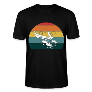 Pêche en haute mer Pêche à la ligne Pêche en haute mer Papa Canne à pêche - T-shirt bio CRAFTER Stanley Stella Unisexe - noir - Devant - Alina (178cm) & Michal (187cm)