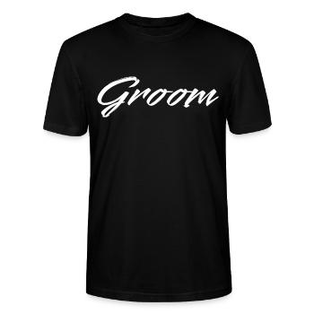 Wedding Marriage Engagement Groom JGA - Stanley/Stella CRAFTER Unisex Organic T-Shirt - black - Front - Alina (178cm) & Michal (187cm)