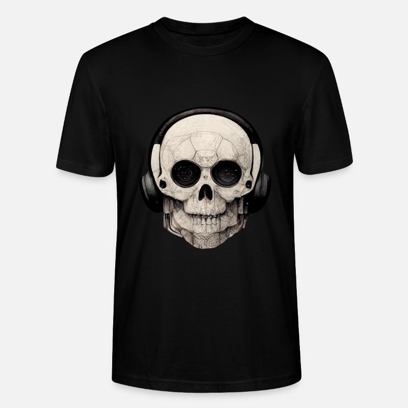 Totenkopf mit Kopfhörer - Stanley/Stella Unisex Bio-T-Shirt CRAFTER - Schwarz