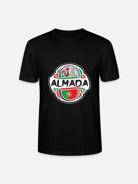 Almada Portugal Drapeau Badge Voyage Souvenir Timbre - T-shirt bio CRAFTER Stanley Stella Unisexe - noir