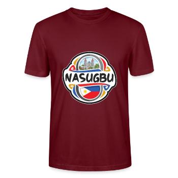Nasugbu Philippines Flag Travel Souvenir Badge Sta - Stanley/Stella CRAFTER Unisex Organic T-Shirt - burgundy - Front - Alina (178cm) & Michal (187cm)