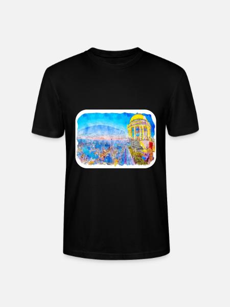 Bangkok Thailand Aquarell Skizze Zeichnung - Stanley/Stella Unisex Bio-T-Shirt CRAFTER - Schwarz