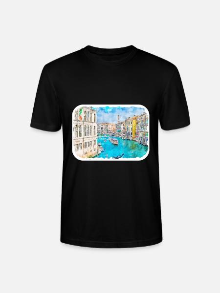 Venedig Italien Aquarellskizze - Stanley/Stella Unisex Bio-T-Shirt CRAFTER - Schwarz