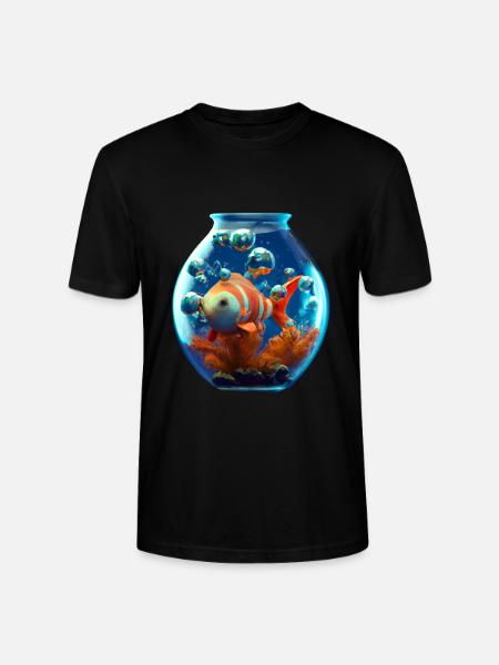 Goldfish in a fishbowl - Stanley/Stella CRAFTER Unisex Organic T-Shirt - black