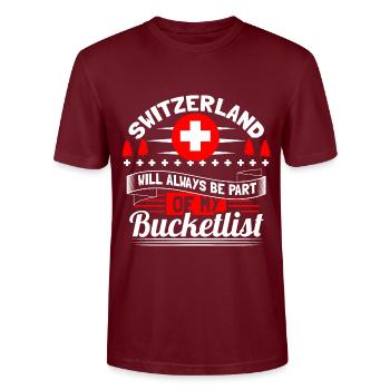 Schweiz Neutralität Staat - Stanley/Stella Unisex Bio-T-Shirt CRAFTER - Burgunderrot - Vorne - Alina (178cm) & Michal (187cm)