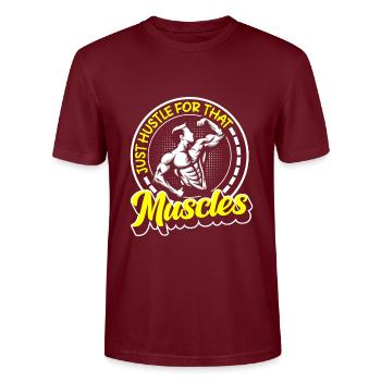 Fitness Gym Bench Press Training - Stanley/Stella CRAFTER Unisex Organic T-Shirt - burgundy - Front - Alina (178cm) & Michal (187cm)
