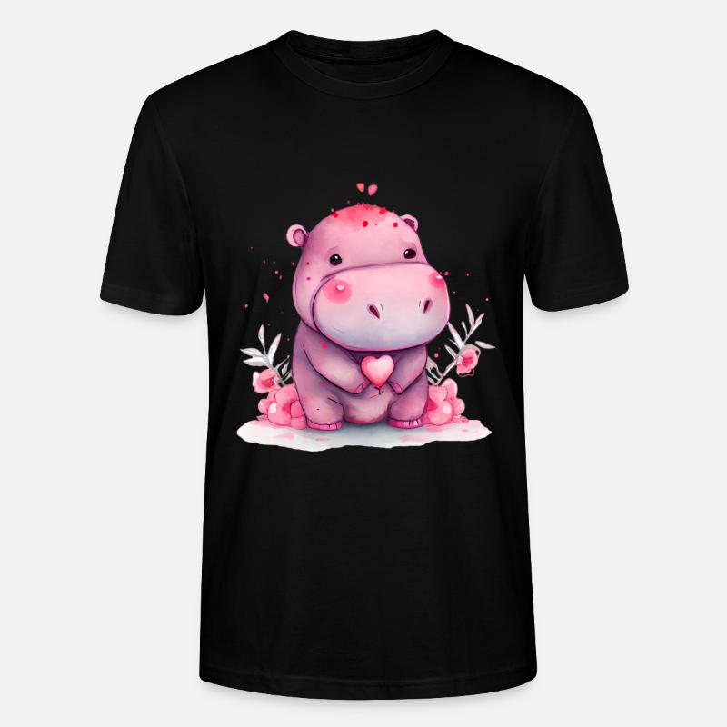 Hippo Cadeau de Saint-Valentin - T-shirt bio CRAFTER Stanley Stella Unisexe - noir
