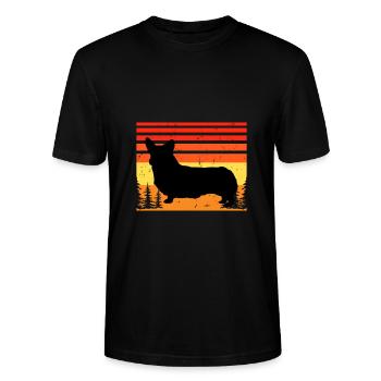 Corgi Dog Silhouette Vintage Sonnenuntergang für Hundeliebhaber - Stanley/Stella Unisex Bio-T-Shirt CRAFTER - Schwarz - Vorne - Alina (178cm) & Michal (187cm)