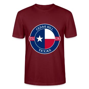 Cedar Hill Texas Flagge USA Reise Souvenir Abzeichen - Stanley/Stella Unisex Bio-T-Shirt CRAFTER - Burgunderrot - Vorne - Alina (178cm) & Michal (187cm)